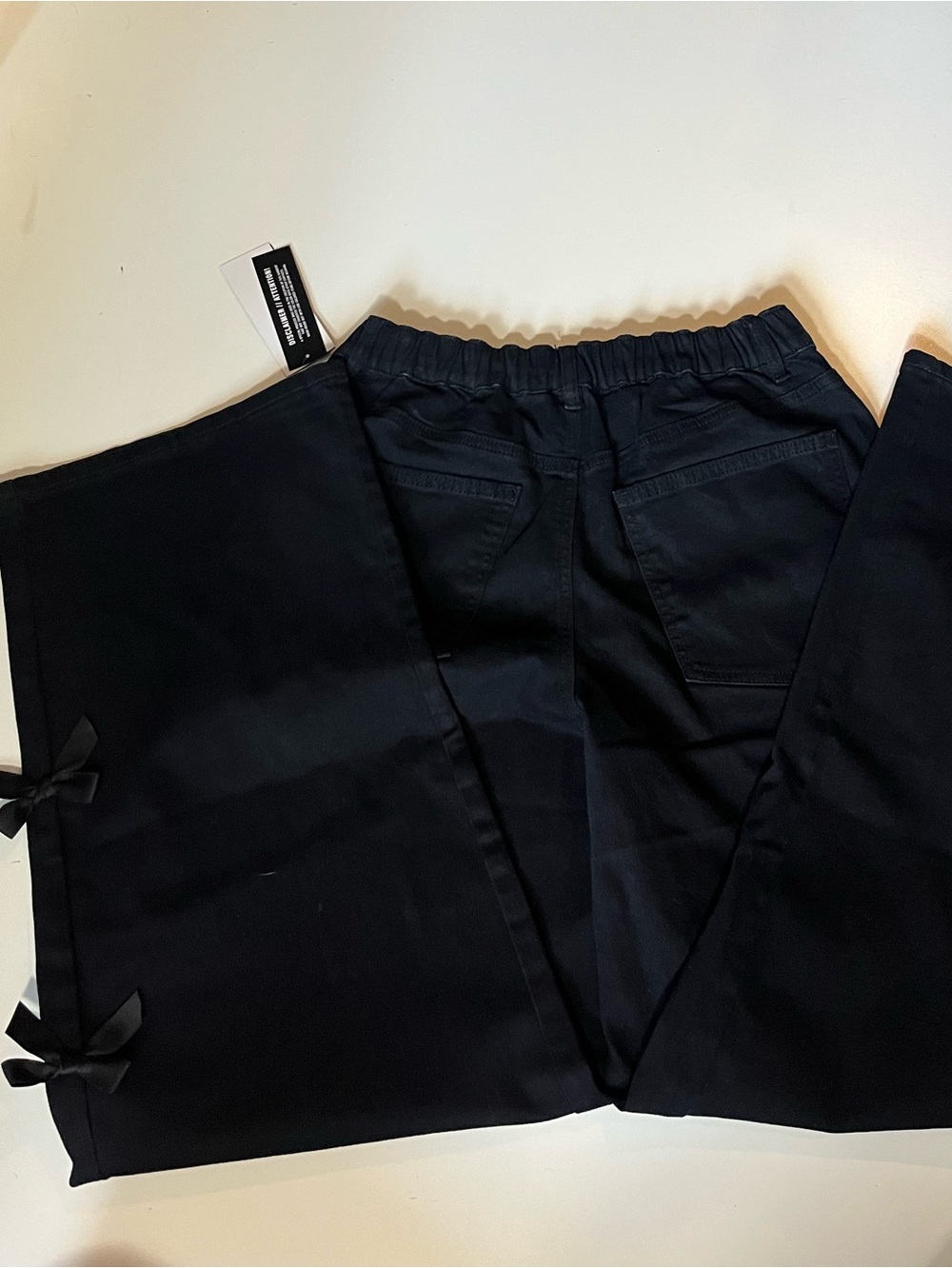 Madden NYC Women's Black Bow Relaxed Wide-Leg Jeans Medium - Picture 7 of 7